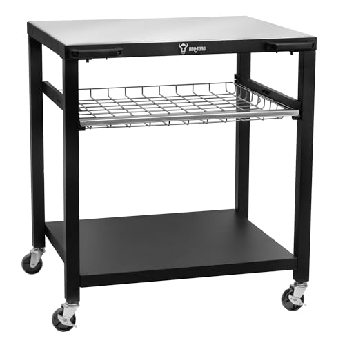 BBQ-Toro Grillwagen 80 x 65,5 x 86,5 cm | Schwarz | Grilltisch mit großer Edelstahl Arbeitsfläche | Grill Beistelltisch, Outdoor Grill Trolley | Grilltisch Outdoor, Servierwagen mit Ablagefläche von BBQ-Toro