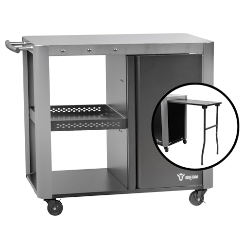 BBQ-Toro Grillwagen 95 x 50 x 80 cm | Silber | Grilltisch Mit Großer Arbeitsfläche | Grill Beistelltisch, Outdoor Grill Trolley | Servierwagen, Garten Trolley von BBQ-Toro