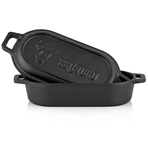 BBQ-Toro Gusseisen Bräter | 1 Liter - 29 x 12,5 x 5,5 cm | bereits eingebrannt - preseasoned | Dutch Oven Topf, Gusseisen Kochtopf, Gusstopf, Baking Pot | Backtopf ideal für Backwaren, Eintopf von BBQ-Toro