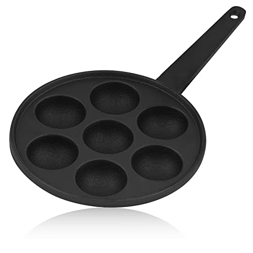 BBQ-Toro Gusseisen Poffertjes Pfanne mit Griff | Ø 20,5 x (H) 3 cm | Förtchenpfanne für 7 Förtchen | Preseasoned | Poffertjespfanne, Takoyaki Pfanne, Ochsenaugen Pfanne, Poffertjes Maker von BBQ-Toro