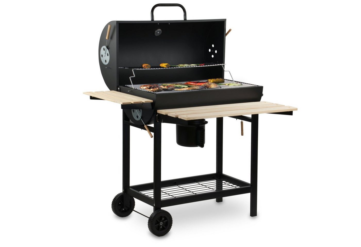 BBQ-Toro Holzkohlegrill Grillwagen, Ø 42 x (L) 80 cm, Premium Kohle Smoker fahrbar von BBQ-Toro