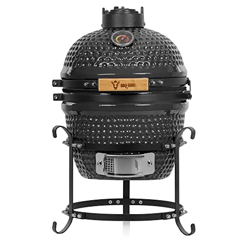 BBQ-Toro Kamado Grill | Holzkohlegrill Haiiro Ø 32 cm mit Thermometer, Holzgriff | Grau | Kamado Keramikgrill, Mini Holzkohlegrill, Mini Kamado Grill, Keramik Grill, Kamado BBQ, Ceramic Grill von BBQ-Toro