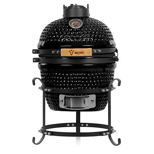 BBQ-Toro Kamado Grill | Holzkohlegrill Haiiro Ø 32 cm mit Thermometer, Holzgriff | Schwarz | Kamado Keramikgrill, Mini Holzkohlegrill, Mini Kamado Grill, Keramik Grill, Kamado BBQ, Ceramic Grill von BBQ-Toro