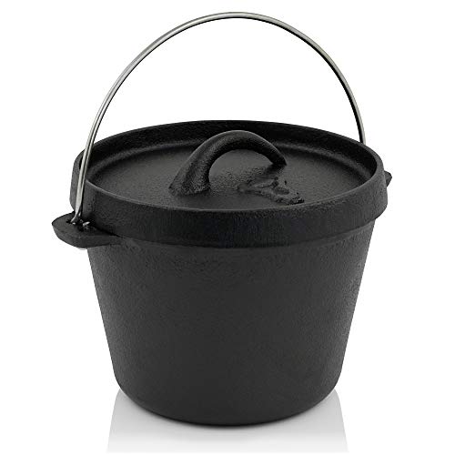 BBQ-Toro Mini Dutch Oven | 700 ml | bereits eingebrannt - preseasoned | 1 QT traditioneller Gusseisen Kochtopf | Kleiner Bräter mit Deckel, Feuerkessel, Schmortopf, runder Backtopf von BBQ-Toro