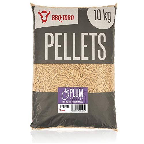 BBQ-Toro Plum Pellets aus 100% Pflaumenholz (10 kg) | Pflaumenpellets für Grill, Smoker, Pellet-Pizzaofen und Heizungsanlagen | Grillpellets von BBQ-Toro