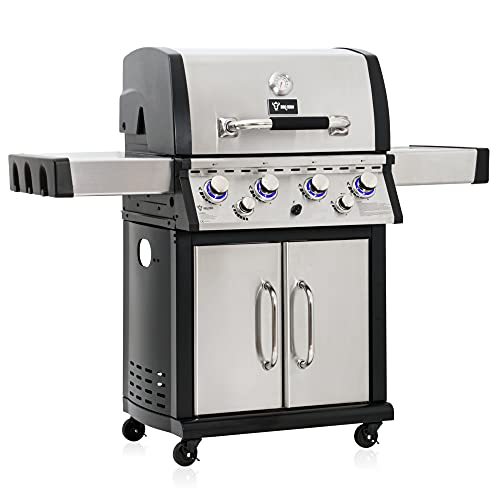 BBQ-Toro Premium Gasgrill 4 Brenner mit seitlicher Kochstelle und Backburner | 4+1+1 Gasgrill | 4 Brenner 1 Seitenbrenner 1 Infrarotbrenner | Edelstahl BBQ Grill mit Seitenbrenner und Backburner von BBQ-Toro