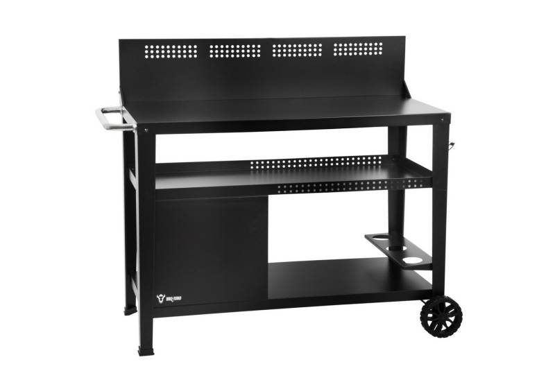 BBQ-Toro Servierwagen Grillwagen 125 x 57 x 104 cm, Schwarz, Grilltisch mit Windschutz von BBQ-Toro