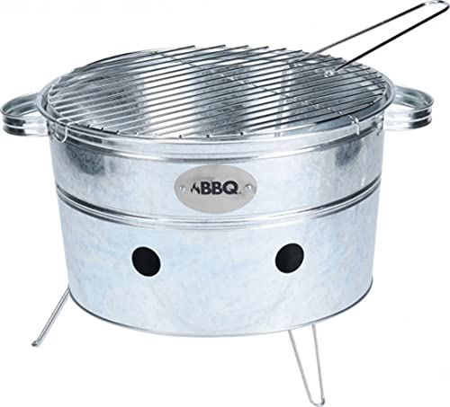 BBQ tragbarer runder Grill aus schwarzem Stahl 38 x 20 cm von BBQFANS