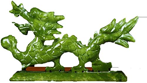 Jade Drache Statue Natur Grüne Ziehen Reichtum und Gutes Glück Feng Shui Dekor Geschenk (20cm) von BBQ