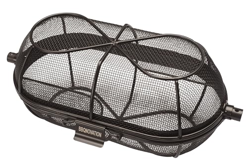 BBQNOVATION Grillkorb - Korb für Rotisserie - Drehspieß Korb - Universell bis einem Durchmesser von maximal 12 mm - Beschichteter Edelstahl speziell für die Zubereitung von Speisen Geeignet von BBQNovation