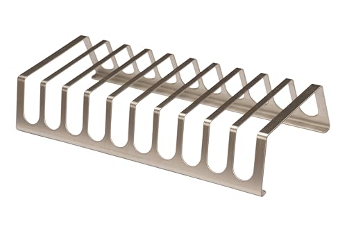 BBQNovation XXL Spareribs Halter für 10 Rippchen – Edelstahl Rippchenhalter Grill – Rib Rack für Grillen – 42 cm Lang, Perfekt für Gasgrill, Holzkohlegrill, Smoker und Kugelgrill von BBQNovation