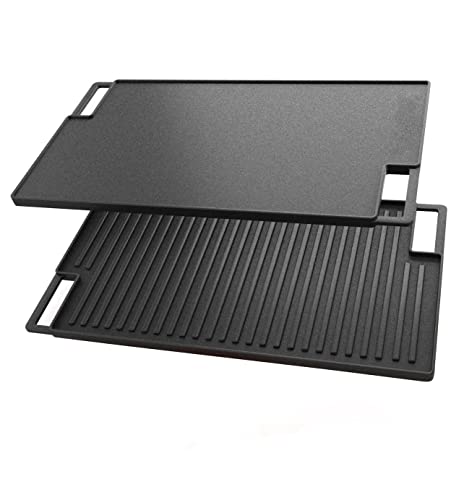 BBQNovation Multifunktionaler doppelseitiger Gusseisenrost - Gusseisen Grillplatte - plancha grillplatte - für Ofen, Herd und Grill von BBQNovation