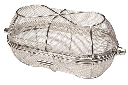 BBQNovation edelstahl Grillkorb - Korb für Rotisserie - Drehspieß korb - kann an jedem Spieß mit einer maximalen Dicke von 12 mm für runde Spieße und 10 mm für quadratische Spieße montiert werden von BBQNovation
