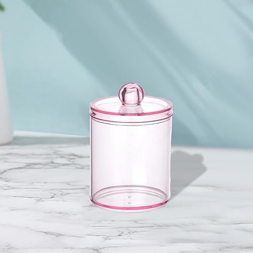 BBRGIRL Rosa Qtips Halter – 284 ml Badezimmer-Behälter für schöne Damen – niedlicher Aufbewahrungsbehälter, ordentliche Organisation von Qtips, Wattestäbchen, Wattestäbchen, Wattebällchen und von BBRGIRL