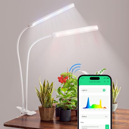BBSolar Smart Pflanzenlampen LED Vollspektrum Pflanzenlicht 2 Köpfe, 138 leds Pflanzenleuchte 2500lm mit Zeitplan, Fernzugriff, Dimmbar Wachstumslampe für Innenpflanzen, Zimmerpflanzen von BBSolar