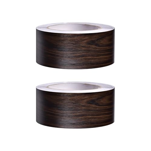 BBTISG 2 Rollen Holzmaserung Tapetenbordüre, 5cm x 10m Selbstklebender PVC Aufkleber Abziehen und Aufkleben Badezimmer Spiegel Rahmen Bordüre Aufkleber Zuhause Decke Dekorative Bordüre (braun) von BBTISG