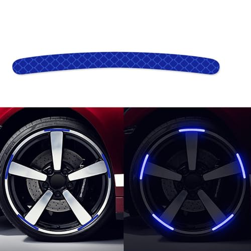 BBTISG 20 Stück Auto Radnabe Reflektierende Aufkleber Reflektierende Felge Streifen Aufkleber Universal Auto Motorrad Rad Reflektierende Nadelstreifen Aufkleber (Blau) von BBTISG