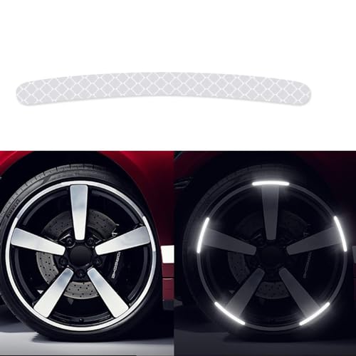 BBTISG 20 Stück Auto Radnabe Reflektierende Aufkleber Reflektierende Felge Streifen Aufkleber Universal Auto Motorrad Rad Reflektierende Nadelstreifen Aufkleber (Weiß) von BBTISG