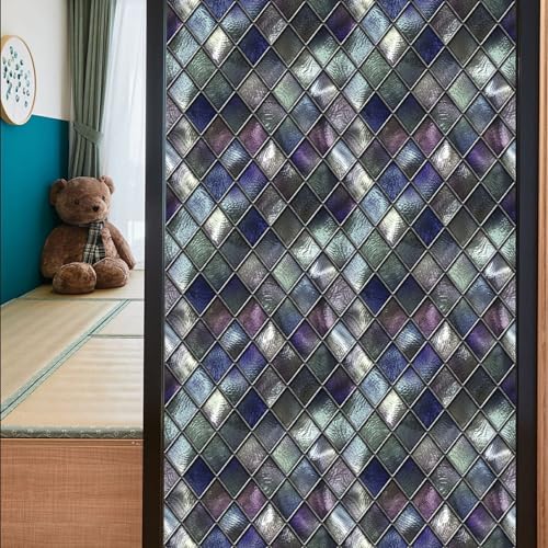 BBTISG 2 Stück Fensterfolie Buntglas Fensterfolie, 45 x 100cm 3D Bunt Sichtschutzfolie für Badezimmer, Duschtürverkleidungen (Stil 1) von BBTISG