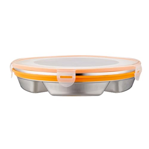 BBTISG Bento Box mit Fächern, wiederverwendbarer Lebensmittelbehälter runde Bento-Boxen aus Edelstahl für Erwachsene, Kinder, Studenten (4 Fächer) von BBTISG