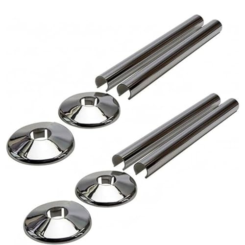 BBTISG 8 Stück Heizkörperrohrabdeckungen und Rohrmanschetten, 200mm lang Heizungsrohrabdeckungen 15mm Rohr-Zentralheizungsclip Heizkörperrohrabdeckungen (Chrom) von BBTISG