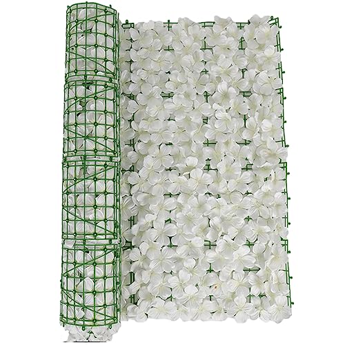 BBTISG Künstlicher Efeu Heckenschutz, Erweiterbarer Künstlicher Zaun 50 x 100cm Hochzeitsdekoration Gartenzaun für Wanddekoration Zaunblende und Sichtschutz (weiß) von BBTISG