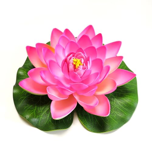 BBTISG Simulation Lotusblume, umweltfreundliche Wasserlilie, schwimmende Lotusblüte, künstliche Lotusblüte, gefälschte schwimmende Seerose für Aquarium, Teich (Rosa) von BBTISG