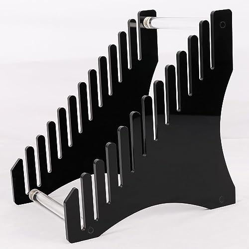 BBTISG Vinyl Schallplatten Präsentationshalterung, 12 Rillen Acryl Schallplattenständer Organizer Plattenregal Regal Display Ständer für Bücher, Schallplatten, Dateien (schwarz) von BBTISG