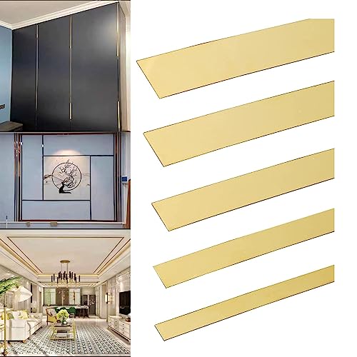 BBTISG Flexible Metallisierte Wandverkleidung, Edelstahl Goldfarbene Flexible Zierleisten Selbstklebend Abziehen und Aufkleben Wandverkleidung für Spiegelmöbel, Kleiderschrank (30 mm x 5 m) von BBTISG