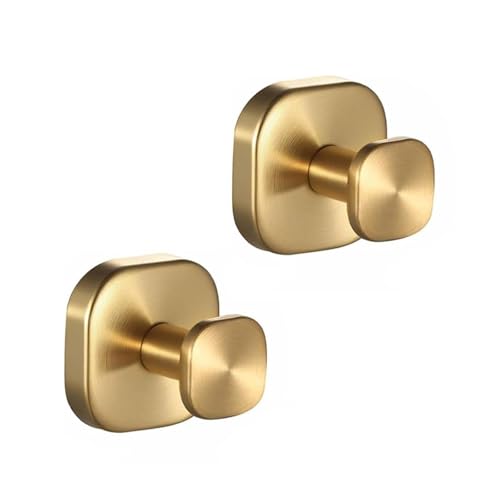 Handtuchhaken aus Edelstahl, Wandhaken zum Aufhängen von Mänteln, Bademänteln und Handtüchern, die gebohrt werden müssen, 2 Stück (Gold) von BBTISG