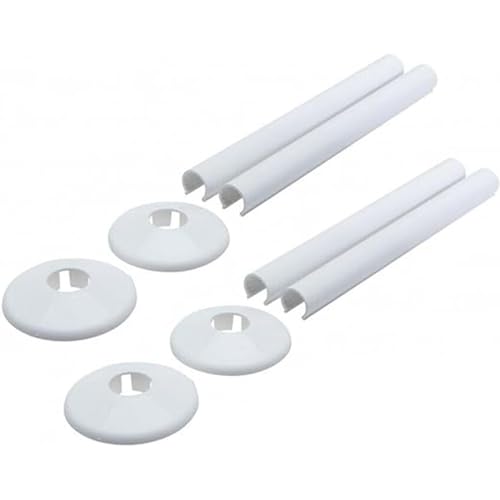 BBTISG 8 Stück Heizkörperrohrabdeckungen und Rohrmanschetten, 200mm lang Heizungsrohrabdeckungen 15mm Rohr-Zentralheizungsclip Heizkörperrohrabdeckungen (weiß) von BBTISG