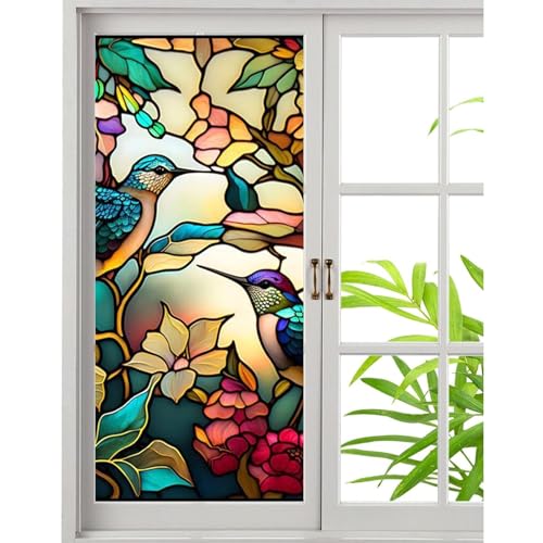 BBTISG 2 Stück Sichtschutz Fensterfolie, 45 x 100cm Fensterfolie Blickdicht Selbsthaftende Sichtschutz Fensterfolie statische Buntglasaufkleber für Zuhause, Büro, Badezimmer (Stil 1) von BBTISG