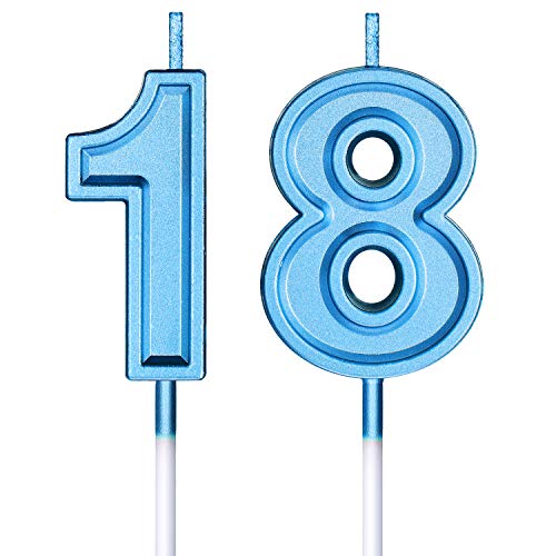 18. Geburtstag Kerzen Kuchen Nummer Kerzen Alles Gute zum Geburtstag Kuchen Topper Dekorationen für Geburtstag Hochzeit Jahrestag Feier Zubehör (Blau) von BBTO