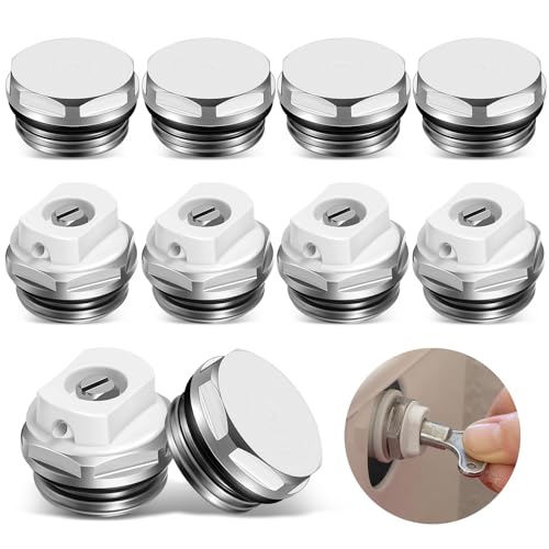 BBTO 5 Stück Blindstopfen für Heizkörper und 5 Heizung Entlüftungsventile Messing Verschlussstopfen 1/2 Zoll Manuelle Heizungsventile Selbstdichtende Heizungsstopfen für Verteiler Zubehör von BBTO
