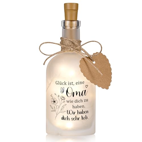 BBTO Flaschenlicht für Oma Geldgeschenk LED Dekoflaschen mit Spruch Beleuchtete Nachtlicht Geld Verpackung Geschenk für Oma Geburtstag Weihnachtstag Muttertag von BBTO