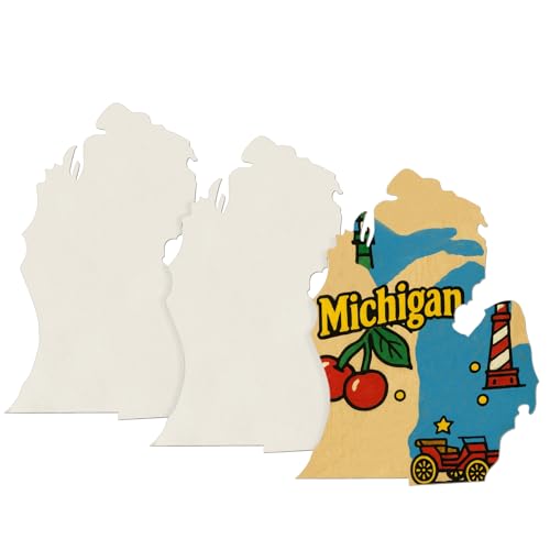 BBTO Michigan Holzausschnitte, unlackiert, US-Bundesstaat, 25,4 cm, Holzscheiben, Holzfarbe, Basteln, Weihnachtsschmuck, Stücke für Heimdekoration, Ornament, Basteln, Kunstprojekt, 3 Stück von BBTO