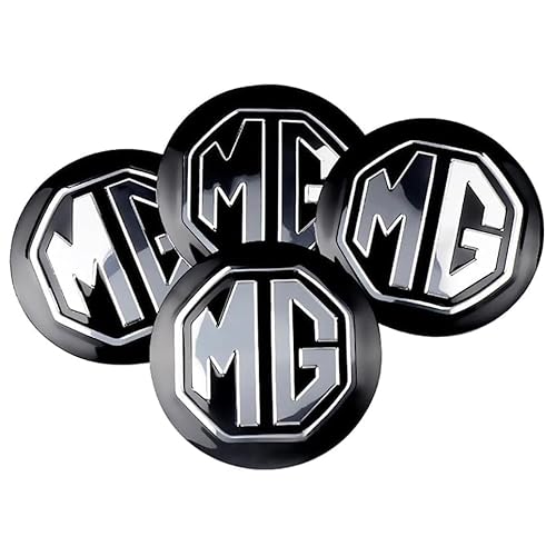 BBTUA 4 Stück Auto Nabendeckel Aufkleber für MG HS Trophy 2024 56mm, Felgenaufkleber selbstklebend Zentralabdeckung Radkappenaufkleber Nabe Mitte,Bla-ck von BBTUA