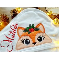 Personalisierte Bestickte Baby-Kapuzen-Handtuch, Weihnachts-Baby-Geschenk, Benutzerdefinierte Baby-Handtuch von BBThreadGifts