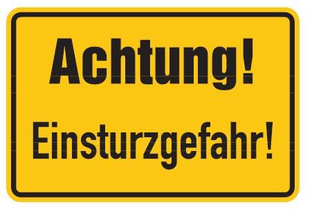 BBV Aluminium Schild Achtung Einsturzgefahr 200x300 mm geprägt Warnschild Hinweisschild von Homry