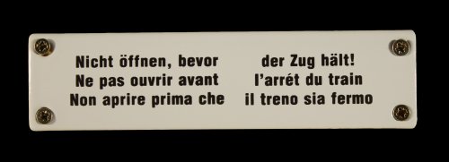 BBV Emaille Schild Nicht öffnen, Bevor der Zug hält! 16x4 cm Emailleschild wetterfest und lichtecht von BBV