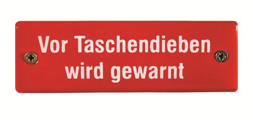 BBV Emaille Schild Vor Taschendieben Wird gewarnt 12,5x4 cm wetterfest und lichtecht Emailleschild von BBV