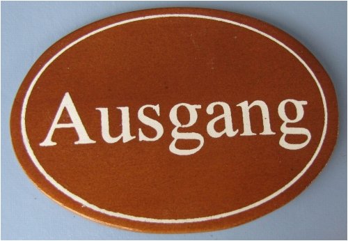 BBV Ovales Holz - Türschild Ausgang 7 x 10 cm Dunkles Holz von BBV