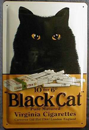 Blechschild Black Cat Cigarettes Katze Zigaretten Retro Schild Werbung Zigarettenwerbung von BBV