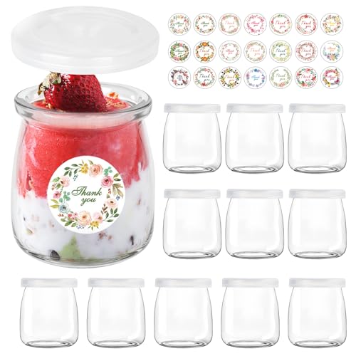 BBWELL 150ml Dessertgläser,Durchsichtige Joghurtgläser with Lid (12 Stück) - Joghurtgläser mit Deckel,Joghurt-Gläser, Weckgläser Glas Einweckgläser Tulpenglas für Marmeladen, Gelees, Honig, Desserts von BBWELL