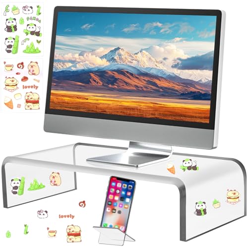 BBWELL Acryl Monitorständer,Acrylglas Monitorständer Transparent,Bildschirmerhöhung Acryl,Schreibtisch Monitorerhöhung für Computer Bildschirme,Notebook,PC Erhöhung Schreibtisch(41.5X20X10cm) von BBWELL