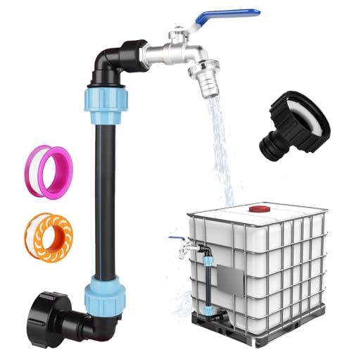 BBWELL IBC Schwanenhals 3/4" Auslaufhahn,IBC Tank Zubehör,IBC Adapter mit Messing Wasserhahn 25cm Verlängerungsrohr,Mit Zwei Stück Klebeband,für Regenwassertank Wasserfaß Regenfass IBC-Container von BBWELL