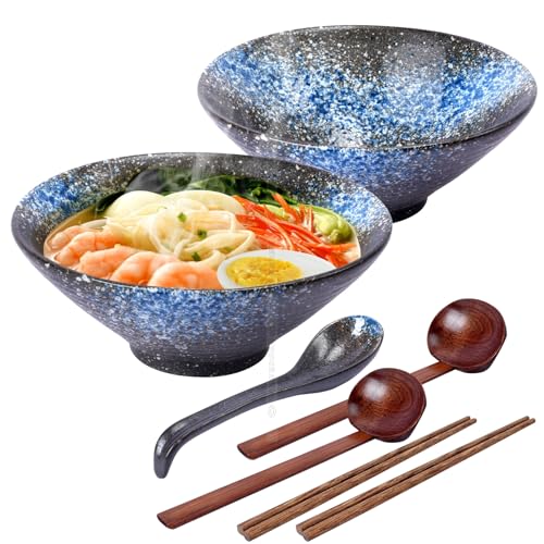BBWELL Ramen Schüssel Keramik Set 2×1000ML,Ramen Bowl Set,Japanische Schüssel Keramiks,Ramenschüssel aus Keramik mit Essstäbchen und Löffeln,Groß Salatschüssel Pho Bowl BBWELL Ramen Schüssel Keramik Set 2×1000ML,Ramen Bowl Set,Japanische Schüssel Keramiks,Ramenschüssel aus Keramik mit Essstäbchen und Löffeln,Groß Salatschüssel Pho Bowl von BBWELL