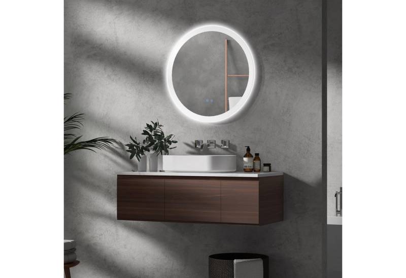 BBWL Badspiegel LED Badspiegel rund Ø70 cm mit 3 Lichtfarben (3000K–6500K) (Touch-Schalter & Memory-Funktion, Anti-Beschlag, Wandspiegel mit Auto-Off & hochwertigem Sicherheitsglas, stilvoller Spiegel fürs moderne Badezimmer) von BBWL