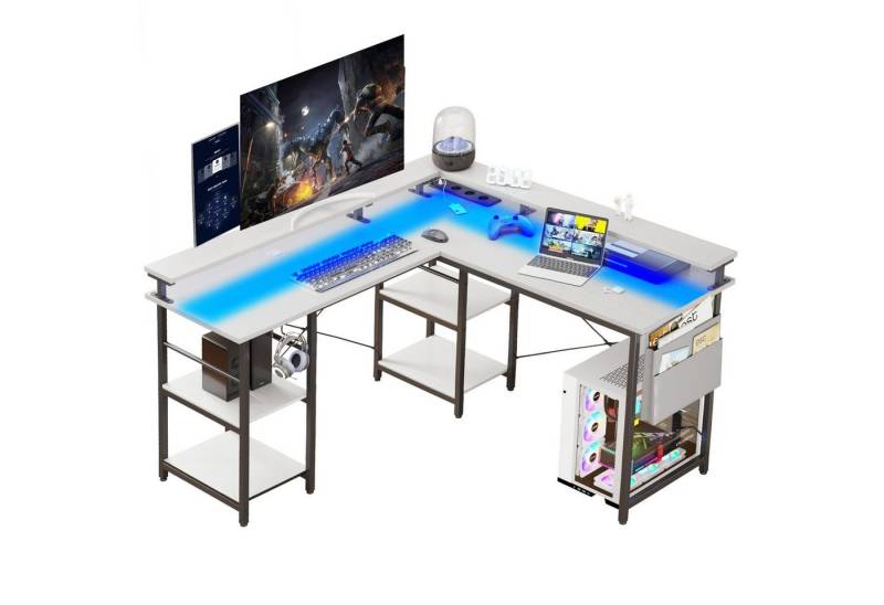 BBWL Computertisch L-förmiger Gaming-Schreibtisch mit LED, Steckdose, Monitorständer, 140 x 140 x 85 cm,mit Ablagefach, langer 2-Personen-Schreibtisch BBWL Computertisch L-förmiger Gaming-Schreibtisch mit LED, Steckdose, Monitorständer, 140 x 140 x 85 cm,mit Ablagefach, langer 2-Personen-Schreibtisch von BBWL