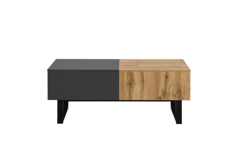 BBWL Couchtisch Moderner Couchtisch 155x55x40 cm verschiebbar mit Stauraum (Holz-Metall Design Grau-Schwarz multifunktional als Wohnzimmer- oder Bürotisch inklusive Aufbauanleitung) von BBWL